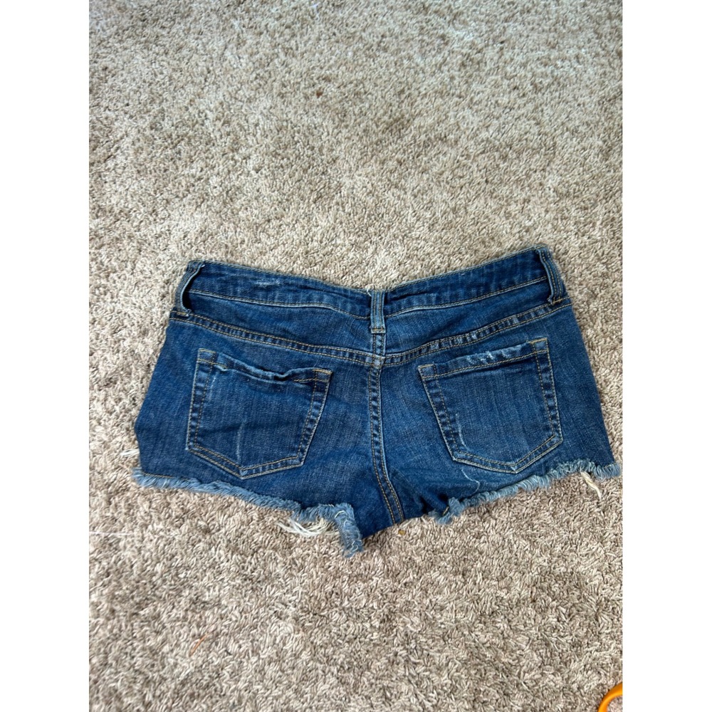 Y2K Womens Dark Wash Distressed Denim Cut Off Shorts Festival Boho Summer 7 - Picture 2 of 6